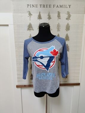 Toronto Blue Jays MLB 3/4 Sleeve Baseball Tee - Blue & Grey Raglan - Large
